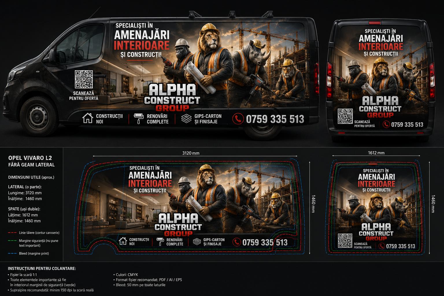 Alpha Construct Group — mașina brandată